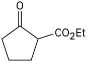 Structure of cyclopentanone with C O O E t on C 2.
