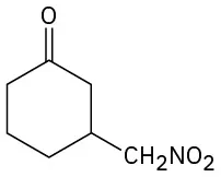 The structure shows a cyclohexanone with C H 2 N O 2 on the third carbon.
