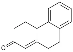 ساختار نشان می دهد که یک سیکلوهگزانون ذوب شده به سیکلوهگزان بیشتر به بنزن متصل شده است.