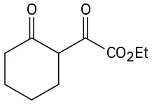 Cyclohexanone with carbonyl linked to C O O E t on C 2.