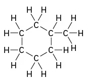 The line-bond structure of methylcyclohexane.