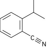 Line-bond structure of a benzene ring with isopropyl and nitrile substituents on adjacent carbons.