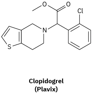 The line-bond structure of clopidogrel (Plavix).