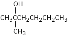 The condensed structural formula has a 6-carbon chain. C2 is bonded to a hydroxyl group and a methyl group.