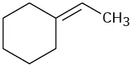 The bond-line structure has a cyclohexane ring. C1 is double bonded to a carbon atom, which is single bonded to a methyl group.