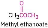 The chemical structure of methyl ethanoate.