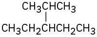 The molecular structure of  3-ethyl-2-methylpentane is represented