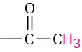 A carbonyl group with an open single bond is bonded to a methyl group, in which the hydrogen atoms are highlighted.