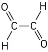 The structure of ethane-1, 2-dial has a 2-carbon chain. Each carbon is single-bonded to a hydrogen atom and double-bonded to an oxygen atom.
