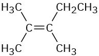 Chemical structure of 2,3-dimethyl-2-pentene.