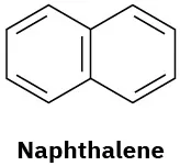 Naphthalene has a benzene ring fused to a cyclohexadiene ring with alternating double bonds.