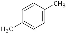 The structure has a benzene ring. C 1 and C 4 are each bonded to a methyl group.