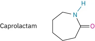 The caprolactam structure is a seven-membered cyclic cycloheptanone ring in which a nitrogen atom replaces the carbon adjacent to the carbonyl group.