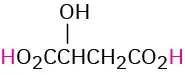 The structure of malic acid (2-hydroxybutanedioic acid).