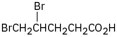 A five-carbon chain in which the first carbon is part of a carboxyl group. There are bromine groups on the furthest and next-to-furthest carbons from the carboxyl.