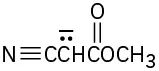 ساختار یک ترکیب متشکل از یک گروه ایزوسیانید به یک کربن متصل شده است که یک جفت الکترون تنها و یک بار منفی دارد که به نوبه خود به یک گروه متیل استر متصل است.