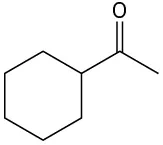 ساختار سیکلوهگزیل متیل کتون که در آن یک گروه متیل و یک گروه سیکلوهگزان به یک گروه کربونیل مرکزی پیوند می خورند.