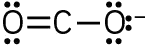 Condensed structure of O with two nonbonding pairs double-bonded to C, which is single-bonded to another O with three nonbonding pairs and a negative charge.