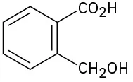 A benzene ring with a C O O H  on C1 and C H 2 O H on C2.