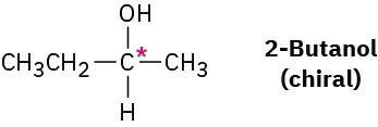 The structure of 2-butanol (chiral). C2 is labeled with an asterisk.