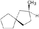 ساختار گوه داش همجوشی حلقه سیکلوپنتان را نشان می دهد. C2 از سیکلوپنتان راست گوه به یک گروه متیل پیوند خورده و به یک اتم هیدروژن پیوند خورده است.