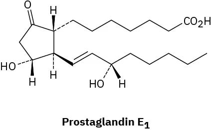 The wedge-dash structure of prostaglandin E 1.