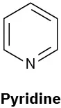 Pyridine has a 6-membered ring with nitrogen in the first position. The ring has alternate double bonds.