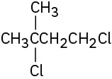 The structure of 1,3-dichloro-3-methylbutane.