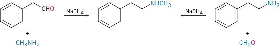2-Phenylacetaldehyde reacts with methylamine in the presence of sodium borohydride to form N-methyl-2-phenylethanamine. The product is also formed by the reaction of 2-phenylethanamine and formaldehyde with sodium borohydride.
