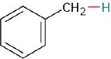 A benzene ring with a methylene group at C1. The methylene is further bonded to a hydrogen atom, highlighted in green.