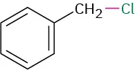 A benzene ring with its C1 bonded to a methylene group, which is further bonded to a chlorine atom, highlighted in green.