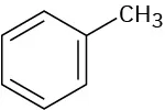 A benzene ring is bonded to a methyl group.