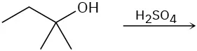 An incomplete reaction between 1,1-dimethyl-1-propanol and sulfuric acid to form unknown product(s).