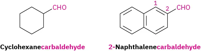 The structures of cyclohexanecarbaldehyde and 2-naphthalenecarbaldehyde. The C H O groups are on C 1 and C 2 positions of cyclohexanecarbaldehyde and 2-naphthalenecarbaldehyde, respectively.