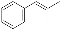 Ethene with two methyl groups on one carbon and a phenyl on the other carbon.