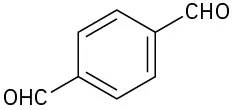 The structure shows a benzene ring with two C H O groups on the first and fourth carbon atoms.