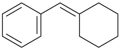 A central carbon with phenyl substituent and a double bond to C 1 of a cyclohexane ring.