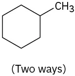 The structure of methylcyclohexane shows a methyl group attached to a cyclohexane ring.