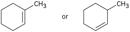 Two six-carbon rings with one double bond each. One has a methyl on a double-bonded carbon, one has a methyl on a carbon adjacent to the double bond.