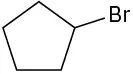 A chemical structure of bromocyclopentane.