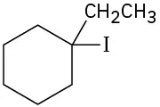 A chemical structure of 1-ethyl-1-iodocyclohexane.