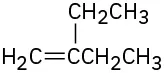 A double bond withtwo hydrogen substituents on the left and two ethyl substituents on the right.