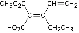 A double bond with methyl ester (up) and carboxyl (down) substituents on the left and vinyl (up) and ethyl (down) substituents on the right.