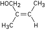 A double bond with hydroxymethyl (up) and methyl (down) substituents on the left and methyl (up) and hydrogen (down) substituents on the right.