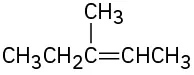 The condensed structure has a 5-carbon chain. C2 is double bonded to C3. C3 is bonded to a methyl group.