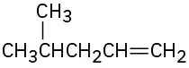 The condensed structure has a 5-carbon chain. C1 is double bonded to C2. C4 is bonded to a methyl group.