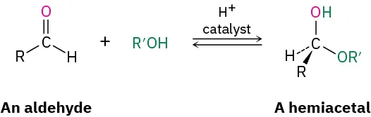 The reversible reaction of an aldehyde with an alcohol in the presence of an acid catalyst to form a hemiacetal via nucleophilic substitution.