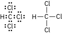 The Lewis structure and chemical structure of chloroform.