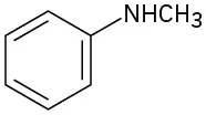 The structure of N-methylaniline. It comprises a benzene ring with an N H group linked to a methyl group.