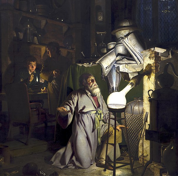 Hennig Brand Discovering Phosphorous (Painting by Joseph Wright)